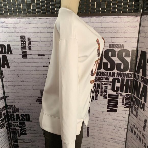 Juicy Couture M Vanilla Sequin Statement "I Woke Up Like This" Long Sleeve Top - Picture 6 of 6